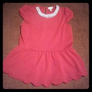 Girls Diamonds & Pearls Scalloped Peplum Top